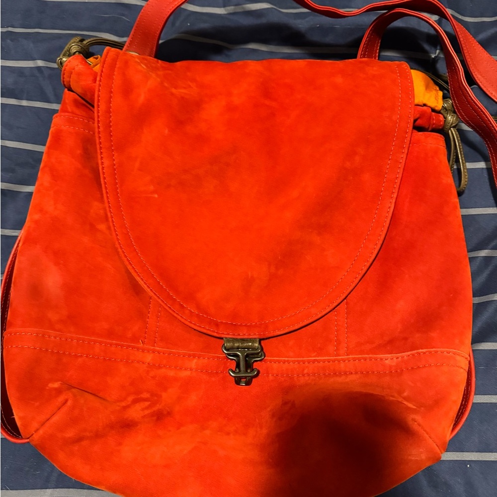 Red Suede Women’s Backpack - Stylish Everyday Shoulder Bag